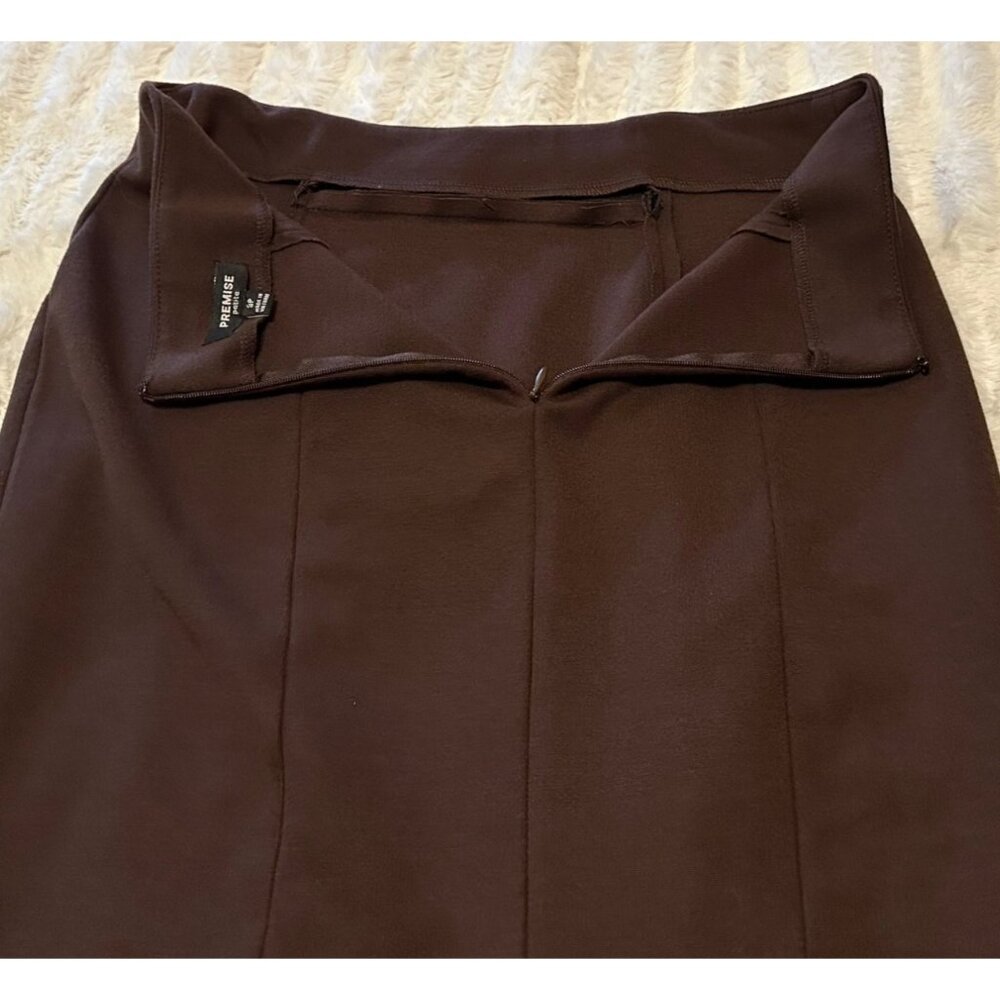Premise Petite Brand Brown Pencil Skirt Polyester Rayon Blend Women's Size 8P - Picture 14 of 15